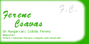ferenc csavas business card